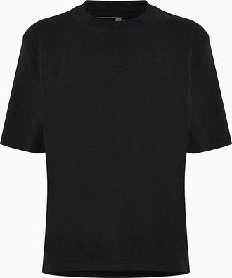 Timberland Womens Cropped Crew Neck Relaxed Fit T-Shirt - Black - Size: 12