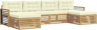 vidaXL Conjunto De Sof&aacute;s De Exterior 6 Uds. Blanco Y Crema Vidaxl