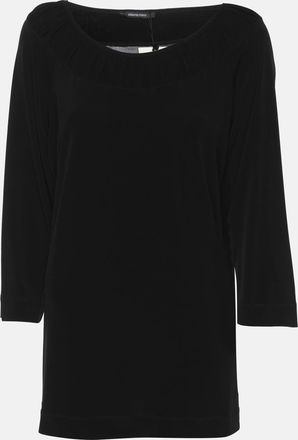 Elena Miro Black Jersey Ruched Neck Blouse