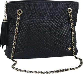 Bally Vintage Chain Quilted Leather Leather Shoulder Bag Bag (Pre-Owned)
