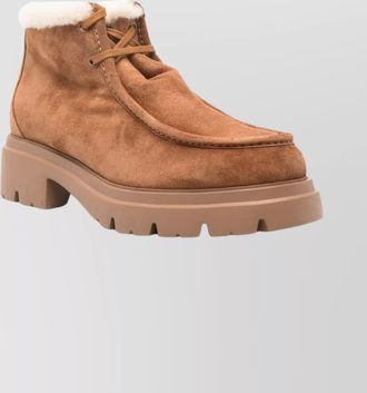 Stuart Weitzman suede lace-up ankle boots with chunky sole