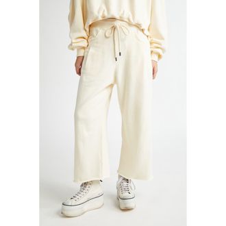 R13 Pleated Crop Cotton Fleece Joggers in Natural at Nordstrom Rack, Size X-Small