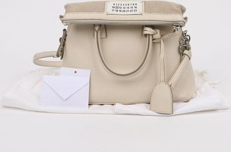 Maison Margiela Small Leather Tote Shoulder Bag Cream