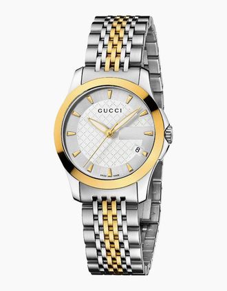 Gucci Womens Gucci YA126511 G-Timeless Two-Tone Ladies Watch - Silver