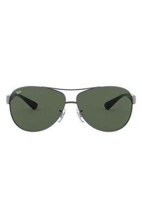 Ray-Ban 63mm Overzise Pilot Sunglasses in Gunmetal Green at Nordstrom