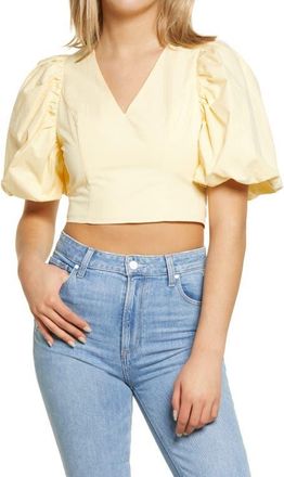 endless rose V-Neck Crop Top in Yellow at Nordstrom, Size Medium