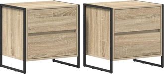 vidaXL Bedside Table 2 pcs Sonoma 50 x 39.5 x 50 cm Engineered Wood vidaXL