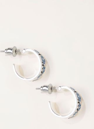Fat Face FatFace Silver Tone Floral Hoops