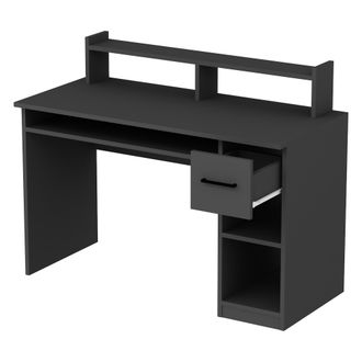 Dmora Escritorio Roletto, 5 Estantes, Un Caj&oacute;n, 5 Compartimentos, 120x93x55h Cm Negro Antracita