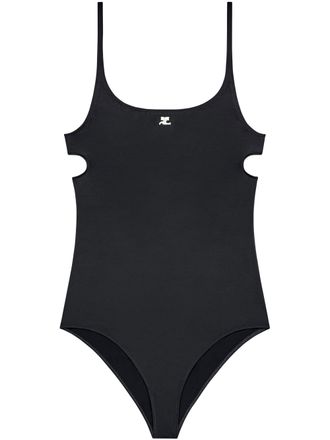 Courr&egrave;ges Minimalist Black Cut-Out One-Piece Swimsuit