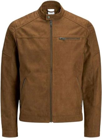 Jack & Jones Jassen, Heren, Beige, S, Leer, Beige Eco-Leren Herenjas