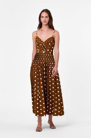 Nicholas Mireille Print Dress in Spice Ivory Polka Dot at Nordstrom, Size 12