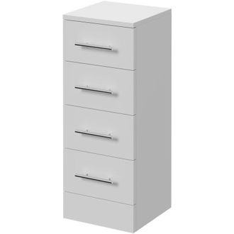 Alexander James Alexander James Gloss White 300mm x 300mm 4 Drawer Storage Unit - 300mm - Chrome 96mm Knurled Bar Handle