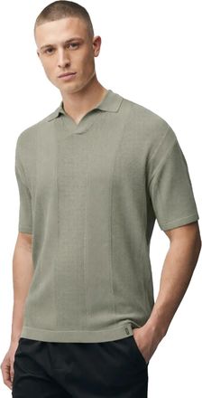 Genti Poloshirt gebreid Genti groen v-hals strepen