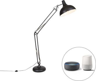 QAZQA Smart Floor Lamp Black Adjustable Incl. Wifi A60 - Hobby