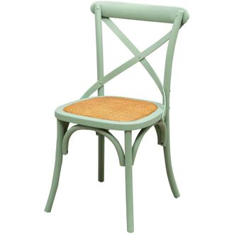 Biscottini International Sedia in legno di frassino e rattan moderna 88x48x52 cm Sedia sala da pranzo e cucina vintage Sedie Thonet rustiche Verde