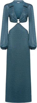 Os&eacute;ree Lumiere Cut Out Lange Jurk - Dames - Maxi kleedjes - Blauw - L - Kleedjes