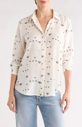 Lucky Brand Heart Print Button-Up Shirt in Blue Print at Nordstrom Rack, Size X-Large