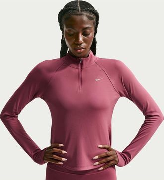 Nike Swoosh-hardloopshirt met lange mouwen voor dames (Roze rook)