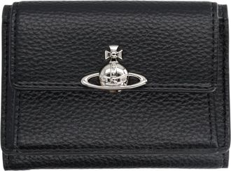 Vivienne Westwood Textured Surface Small Flap Metallic Emblem Wallet