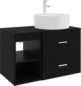 vidaXL Juego De Muebles De Ba&ntilde;o 2 Uds. Roble Negro Vidaxl