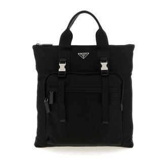 Prada Nylon en lederen shopper - Heren - Tassen - Zwart - Maat: ONE Size Nylon