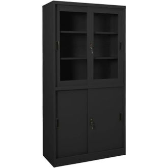 vidaXL Vidaxl - Armadio Ufficio Anta Scorrevole Antracite 90x40x180 cm Acciaio