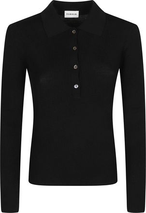 P.A.R.O.S.H. Long Polo Neck Ribbed Wool Polo Shirt