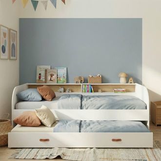 N&ouml;a & Nani Helene Day Bed with Pull-Out Trundle in Classic White & Pine | Size: Single