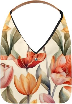 Generic Tulip Flowers Reusable Lightweight Grocery Bags - Foldable Into Compact Pouch, Washable & Sturdy, Multipurpose for Shopping and Travel