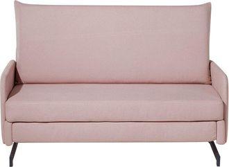 Beliani Sofá cama tapizado en tela rosa 2 plazas sala de estar moderna Belfast