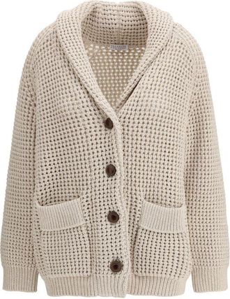 Brunello Cucinelli Beige Cotton Womens Cardigan