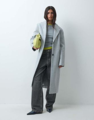 Asos cappotto monopetto leggero grigio chiaro