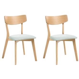 Beliani Conjunto De 2 Sillas De Comedor Retro Sin Reposabrazos Asiento De Tela Marr&oacute;n Claro Y Verde Menta Hope