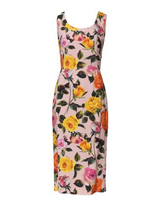 Dolce & Gabbana Multicolor Floral Knee Length Sheath Womens Dress