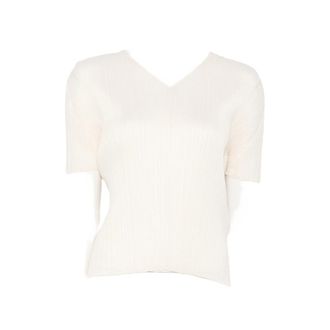 Issey Miyake Pleated V-neck T-shirt