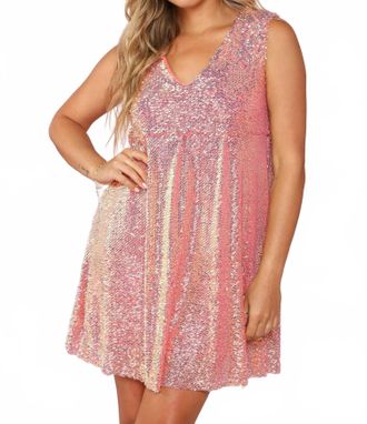 Peach Love California Sequin Mini Dress In Peach/pink