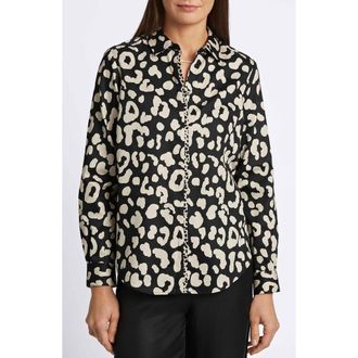 Foxcroft Cheetah Print Shirt in Silver Birch/bl at Nordstrom Rack, Size 18 (Similar To 14W)
