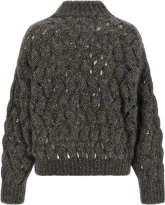 Brunello Cucinelli Dazzling Waves Sweater - charcoal