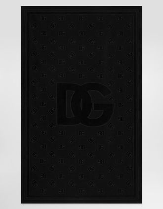 Dolce & Gabbana Beach Towel With Dg Monogram (115x186) - Man Beachwear Black Terrycloth Onesize