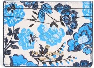 Kate Spade New York staci vase floral leather card case in Blue Multicolor at Nordstrom Rack
