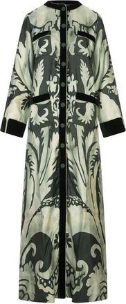 F.R.S. For Restless Sleepers F.R.S For Restless Sleepers, Single-Breasted Coats, female, Green, L, Damasene Silk Robe