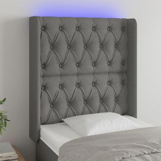 vidaXL Cabecero Con Led De Tela Gris Oscuro 83x16x118/128 Cm Vidaxl