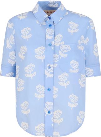 Marni Camicia con stampa Sprayed Roses - Blu