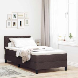 vidaXL Cama Tipo Box Spring Con Colch&oacute;n Marr&oacute;n Oscuro 90 X 200 Cm Tela Vidaxl