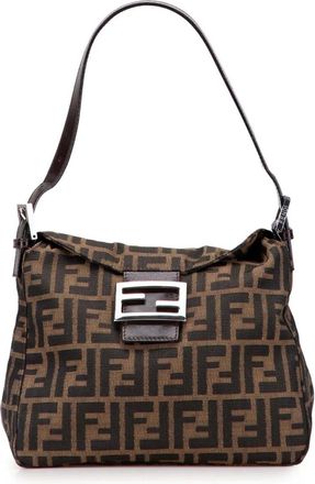 Fendi Borsa a spalla Double Flap in tela con motivo Zucca XX secolo - Marrone