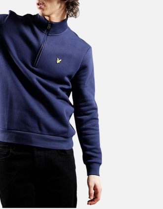 Lyle & Scott Mens Lyle & Scott ML2022V Loopback Half Zip Mens High Neck Jumper Winter Sweatshirt - Navy - Size: 36
