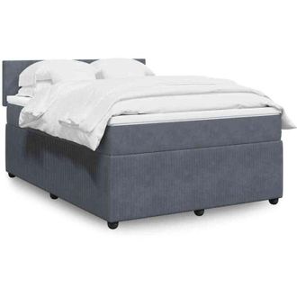 vidaXL Cama Box Spring Con Colch&oacute;n Terciopelo Gris Oscuro 140x190 Cm Vidaxl