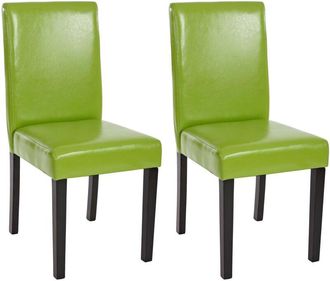 Hhg Set 2x sedie Littau ecopelle opaca soggiorno cucina sala da pranzo 56x43x90cm verde piedi scuri