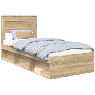 vidaXL Estructura De Cama Con Cabecera Roble Sonoma 90 X 200 Cm Vidaxl
